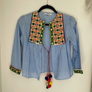 Boho mirrored tie top with a 3/4 sleeve. Size UK6.